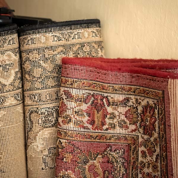 Detailed view of antique rug patterns